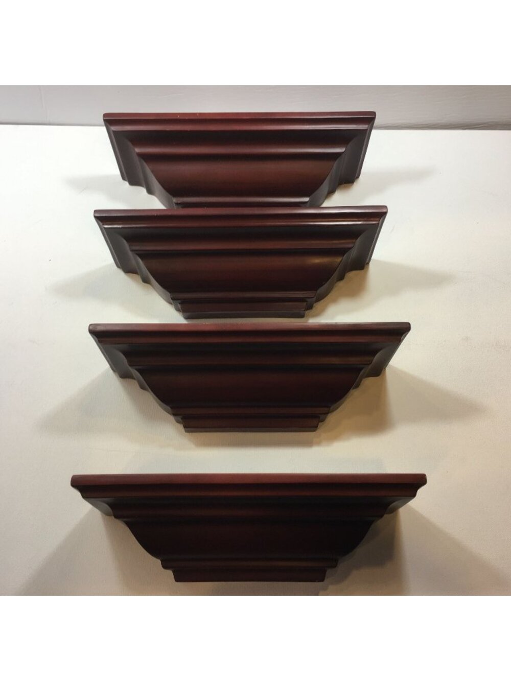 Set Of 4 Decorative Wooden Corbels Dark Cherry Finish Shelving Wall Accents